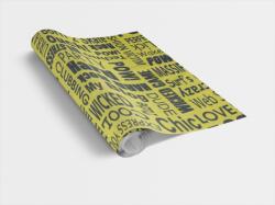  TEXTS YELLOW / sárga fekete felirat 45cm x 15m öntapadós tapéta