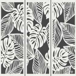  Fali dekorpanel szett, pálmalevél minta, 50x150 cm x 3 darab, 3 mm HDF - FPD-14 fa Fehér falburkolat