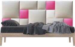 Kerma Design Modern műbőr falvédő-37 faldekoráció ágy mellé (200x75 cm) rózsaszín, beige, fehér