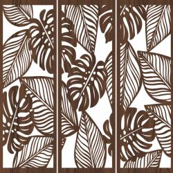  Fali dekorpanel szett, pálmalevél minta, 50x150 cm x 3 darab, 3 mm HDF - FPD-14 fa Dió falburkolat