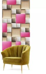 Kerma Design Előszobafal-35 kárpitozott műbőr falpanelekből, beige, drapp, arany, rózsaszín színek