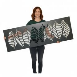  Fali dekorpanel, levél minta, 50x150 cm, 3 mm HDF - FP3 Antracit falburkolat