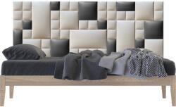 Kerma Design Műbőr falvédő-149 P-6 kész faldekoráció ágy mellé (200x75 cm) beige, szürke falipanelekből