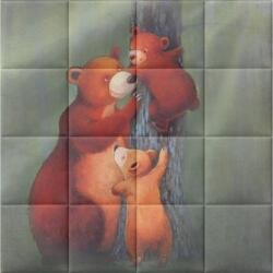 Kerma Design Gabillustrator-10 medve család állatos nyomtatott műbőr falikép