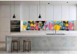  Wallplex PLUS+ falburkoló hőálló konyhapanel Happy Coctail, vízálló falburkolat konyhába 60x180 cm