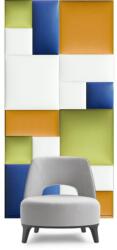 Kerma Design Előszobafal-10 színes műbőr falpanelekből, kék, zöld, sárga falipanelek