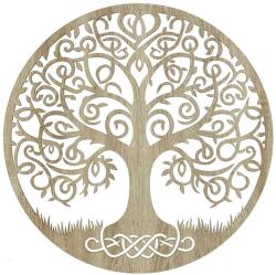  Fali dekoráció, életfa minta, 50 cm, 3 mm HDF - Sonoma tölgy fa falburkolat