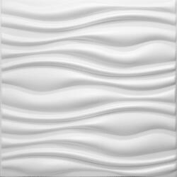  Polistar Flow Hullám mintás fehér festhető polisztirol panel, 3D dizájn burkolat (50x50cm)