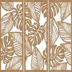  Fali dekorpanel szett, pálmalevél minta, 50x150 cm x 3 darab, 3 mm HDF - FPD-14 fa Sonoma tölgy falburkolat