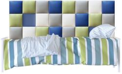 Kerma Design Műbőr falvédő-76 faldekoráció, ágy mellé (200x75 cm) Kerma falpanelekből, kék, zöld, fehér, szürke