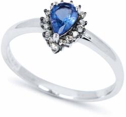 White & Black Csepp zafír eljegyzési gyűrű gyémántokkal (AU13274)