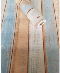  3015 bézs, kék, fehér deszka 45 cm x 10 m öntapadós tapéta