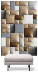 Kerma Design Előszobafal-8 praktikus dekoratív falpanelekből, műbőr hátfal panel, szürke, sötétszürke, bronz, ezüst színű