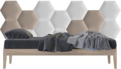 Kerma Design Kerma bézs és fehér színű hatszög trendi szintetikus bőr falpanel, falvédő-35