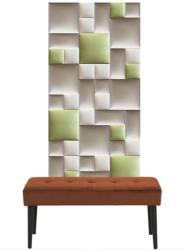 Kerma Design Előszobafal-31 praktikus design beige, zöld, fehér színű műbőr 3D falpanelekből