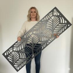  Fali dekorpanel, trópusi levél minta, 50x150 cm, 3 mm HDF - FP1 Antracit