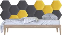 Kerma Design Kerma szürke és sárga színű hatszög kész falvédő-32, 3D falpanel műbőr
