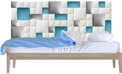 Kerma Design Műbőr falvédő-85 V-5 faldekoráció (200x75 cm), fehér, kék, ezüst színű panelekből