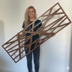  Fali dekorpanel, Vonal minta, 50x150 cm, 3 mm HDF - FP16 fa dió fa színű falburkolat