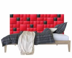 Kerma Design Műbőr falvédő-24 faldekoráció piros, fekete panelekből (200x75 cm)