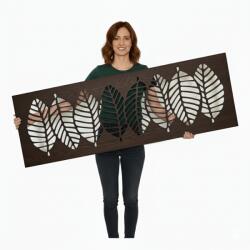  Fali dekorpanel, levél minta, 50x150 cm, 3 mm HDF - FP3 dió fa falburkolat
