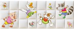 Kerma Design Happy animals vidám állatok design nyomtatott műbőr falvédő (200x75 cm), ágy mögé falburkolat