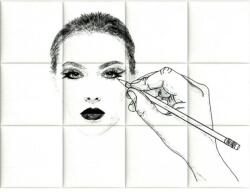 Kerma Design Absztrakt-4 KERMA-99 női arc rajz nyomtatott műbőr falikép