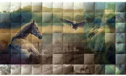 Kerma Design KERMA-15 ló madár modern nyomtatott műbőr falikép