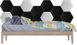 Kerma Design Kerma fekete és fehér színű hatszög trendi műbőr 3D falvédő-25 hexagon falpanelekből