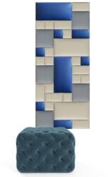 Kerma Design Előszobafal-39 dekoratív műbőr falpanelekből, kék, szürke, beige