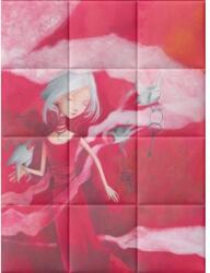 Kerma Design Gabillustrator-6 lány piros ruhában design nyomtatott műbőr falikép