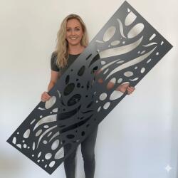  Fali dekorpanel, csepp minta, 50x150 cm, 3 mm HDF - FP17 fa Antracit falburkolat