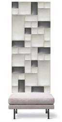 Kerma Design Előszobafal-45 házilag felrakható fehér és szürke szálcsiszolt műbőr falpanelekből