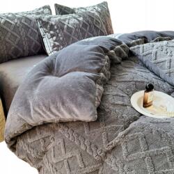 Home Design Polár Plüss Ágyneműhuzat Garnitúra 200x220 2x 70x80 Szürke Meleg Puha