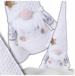  Fehér karácsonyi manó Mikulás 40 cm-es ülő törpe gnóm dekoráció (Świąteczny skrzat Mikołaj krasnal siedzący)