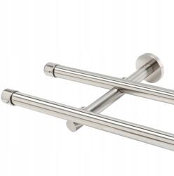 Dupla 200 cm-es, 20 mm-es Ezüst Curtain Rúd Függönyrúd Ablakrúd Karnis (G3987)