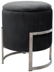AKORD Taburet, rotund, cu spatiu depozitare, catifea, negru, max 80 kg, 40x46 cm, Porto, Akord (213827-AK)