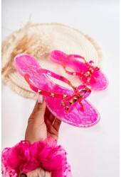 Butosklep Női, rózsaszín gumi papucs, masnival (SD4371 PLUM/PINK__21271)