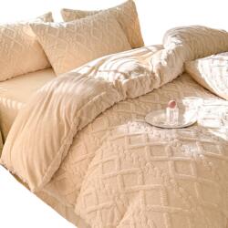 Home Design Polár Plüss Ágyneműhuzat Garnitúra 200x220 2x 70x80 Ecru Meleg Puha