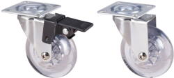 Evotools Roata Mobila Pivotanta cu Flansa PP Transparent - Cu Frana (677848)