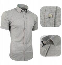  Férfi rövid ujjú pamut lenvászon ing Kötött szürke méret XL