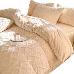 Home Design Polár Plüss Ágyneműhuzat Garnitúra 160x200 2x 70x80 Ecru Meleg Puha