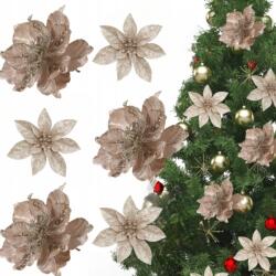  Betlehemi Csillag, karácsonyfára akasztható, pezsgőszínű, 6db, 8-22cm (SE-GB20)