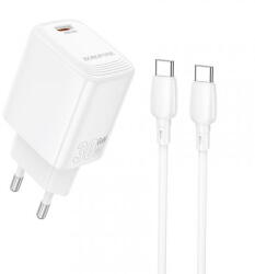 BOROFONE Incarcator Retea Cu Cablu USB-C Borofone, BN28 Fuente, 30W, 3A, 1 x USB-C, Alb (inc/us/bor/bn/30/3a/1x/al)