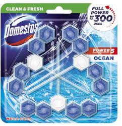 Domestos WC frissítő blokk, 3 db-os, DOMESTOS "Power 5", óceán (KHT840) - kecskemetirodaszer