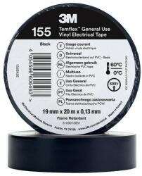 3M TemFlex 155 Szigetelőszalag, 19mm x 20m x 0, 13mm, fekete (155BK5E) (155BK5E)