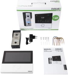 EVOLVEO DoorPhone AHD7, otthoni WiFi videotelefon készlet kapu- vagy ajtóvezérléssel fehér monitorral
