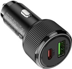 hoco. NZ14A Guerrero USB-C PD20W+ USB-A QC3.0 autós töltő RGB fekete