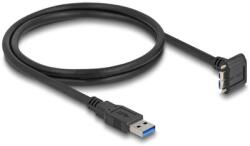 Delock USB 5 Gbps kábel A-típusú USB apa egyenes Mikro-B-típusú USB apa 90 -ban lefelé fordított 18 mm-es csavar távolsággal 1 m, fekete (81030) (81030)