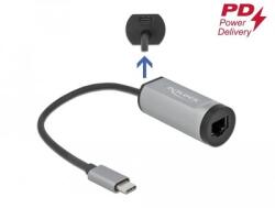 Delock Szürke USB Type-C adapter tápellátó portos Gigabit LAN-hez (64116) (64116)